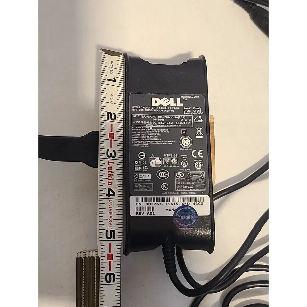 Genuine DELL Laptop Charger 65W AC Adapter Power Supply #LA65NS0-00 Cord Strap